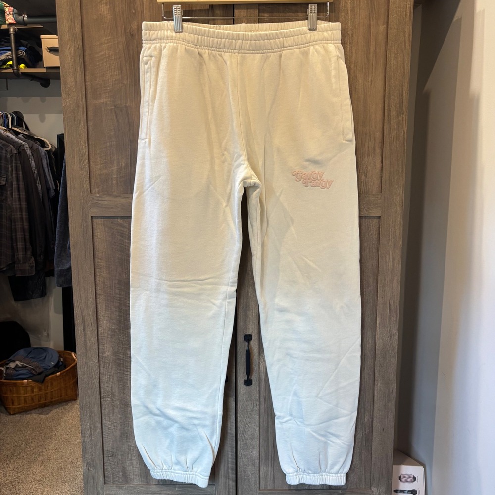 The Toast Gargy & Paigy Cream Sweatpants Joggers Large Cream Pink Logo